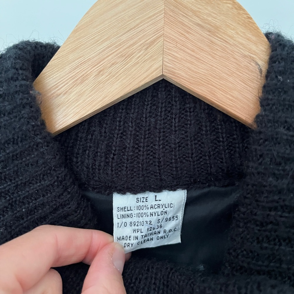 Vintage Colorful Knit Long Sweater Coat with Black Button - Picture 3 of 6